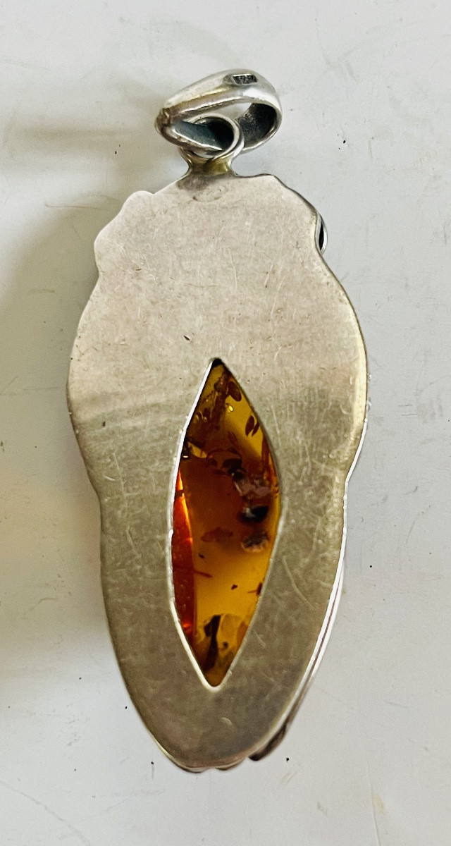 Silver And Amber Pendant -photo-2